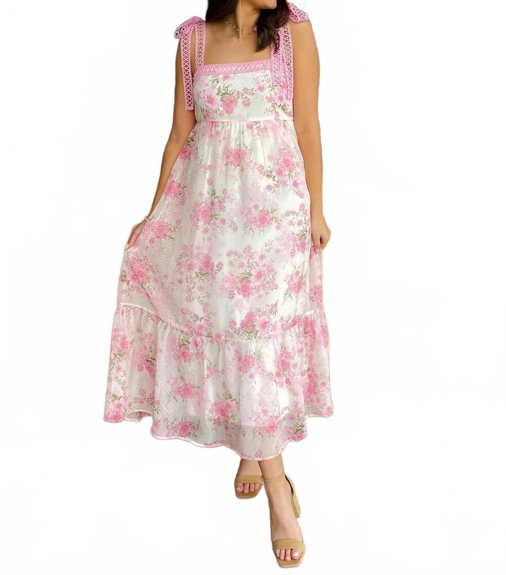 NEW BY THE RIVER blooming romance midi dress in pink